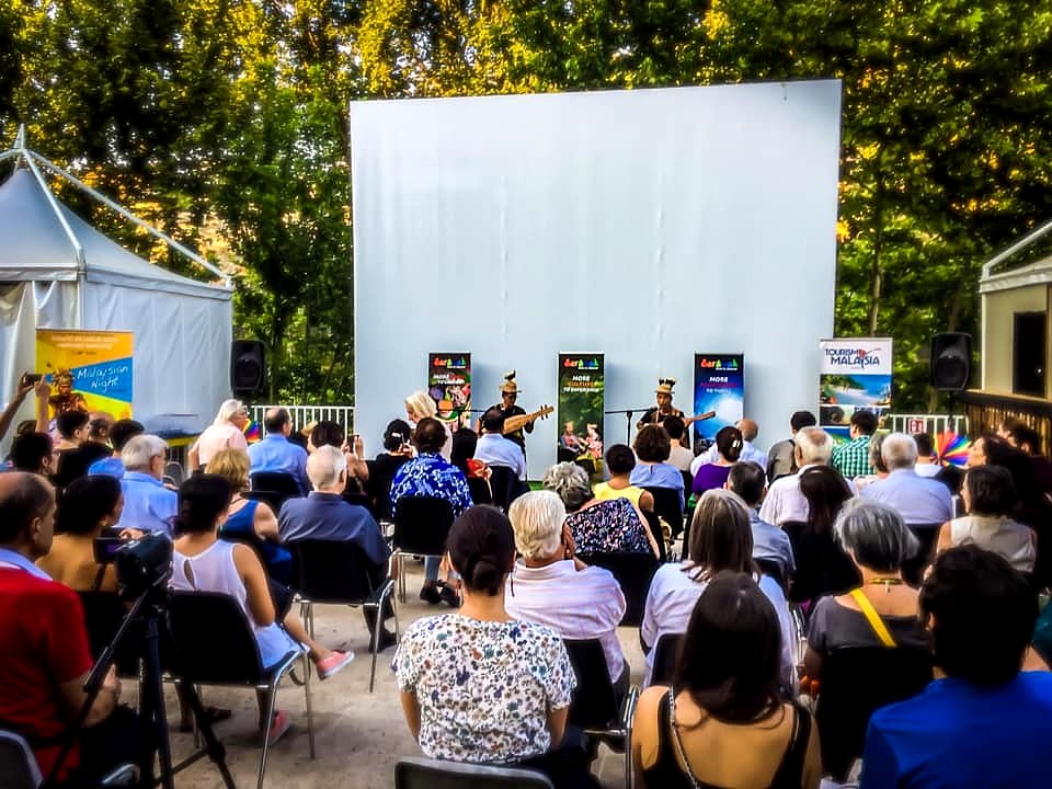 Malaysian Night at Isola del Cinema, Rome. Open-air performance of traditional Malaysian music.